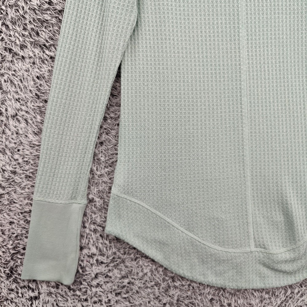 prAna Women Gorpcore Athleisure Sheeba Waffle Knit Top L Sage Green Thermal Cozy - Picture 14 of 16